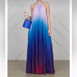 Ombré Maxi Halter Open Back Vacation dress